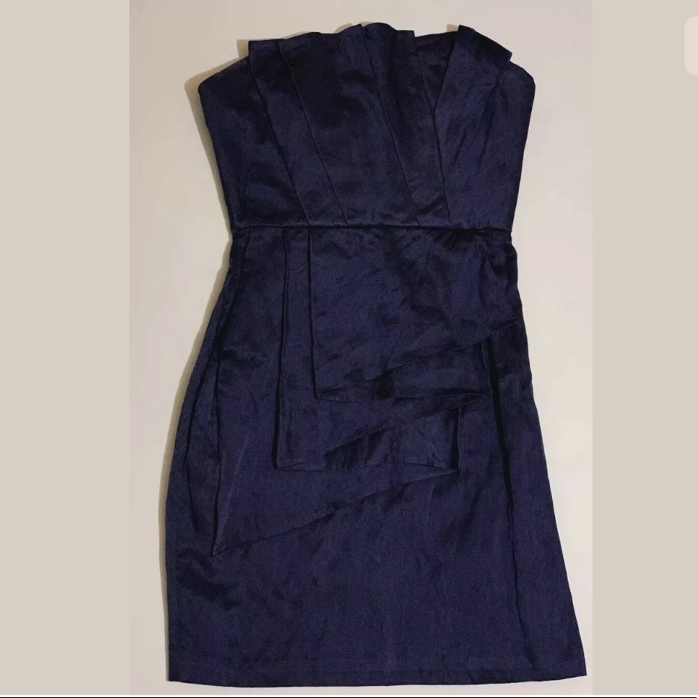 BCBG MAXAZRIA DRESS SZ0 Satin Silk, tiered layered